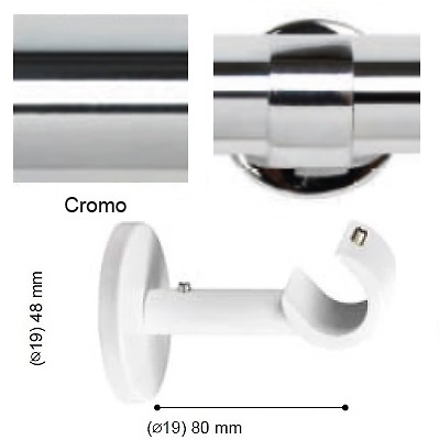 SOPORTE VARADERO TECHO PARED Y TECHO de ALTRAN Cromo Diámetro 19 mm 