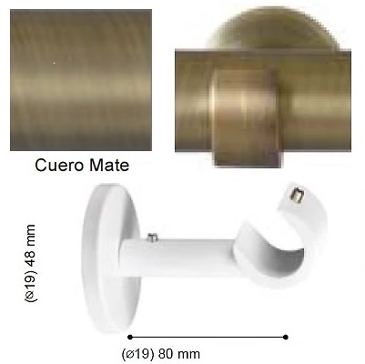 SOPORTE VARADERO TECHO PARED Y TECHO de ALTRAN Cuero Mate Diámetro 19 mm 