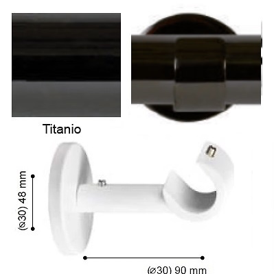 SOPORTE VARADERO TECHO PARED Y TECHO de ALTRAN Titanio Díámetro 30 mm 