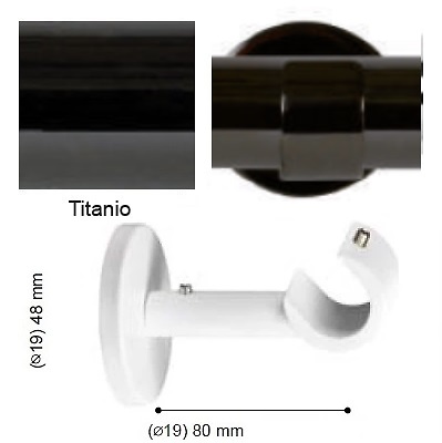 SOPORTE VARADERO TECHO PARED Y TECHO de ALTRAN Titanio Diámetro 19 mm 