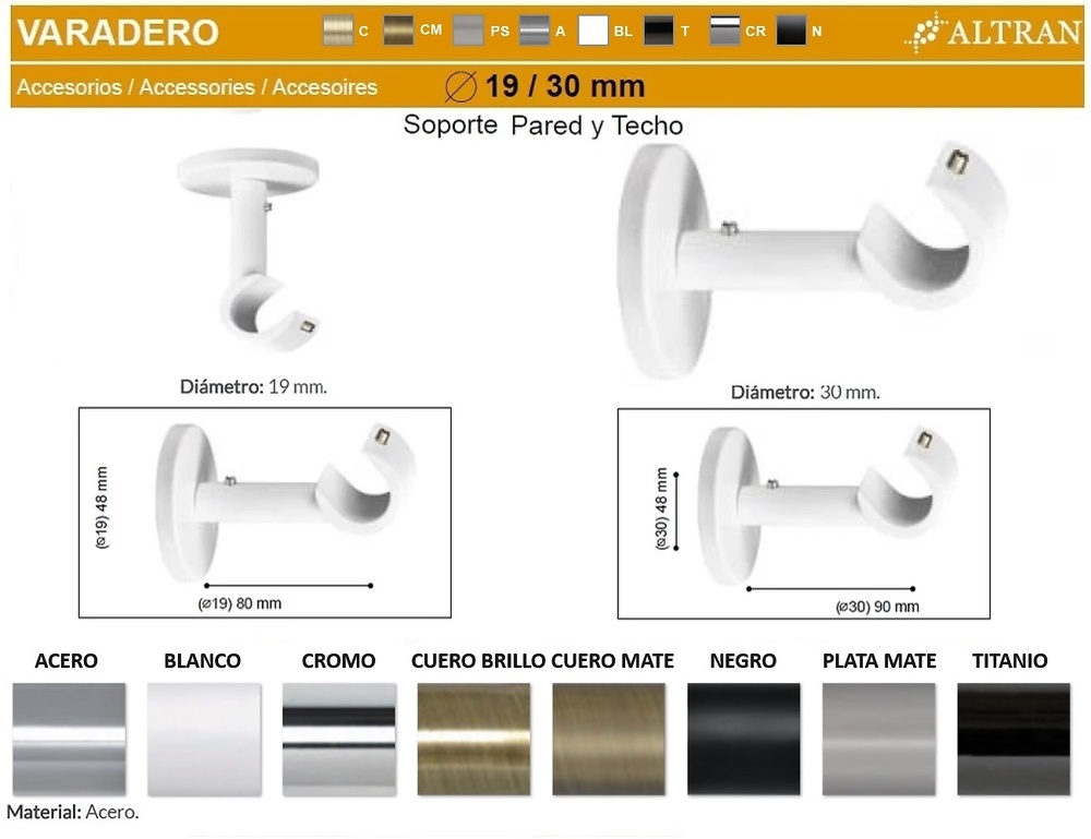 SOPORTE VARADERO TECHO PARED Y TECHO de ALTRAN 