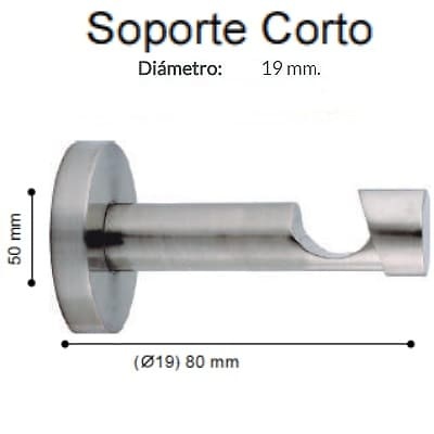 Soporte Barra Metalico Infinity Corto de Altran Acero Diámetro 19 mm 