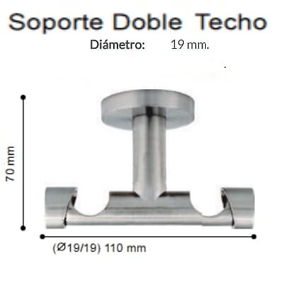 Soporte Barra Metalico Infinity Doble Techo de Altran Acero Diámetro 19/19 mm 