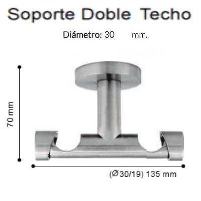 Soporte Barra Metalico Infinity Doble Techo de Altran Acero Diámetro 30/19 mm 