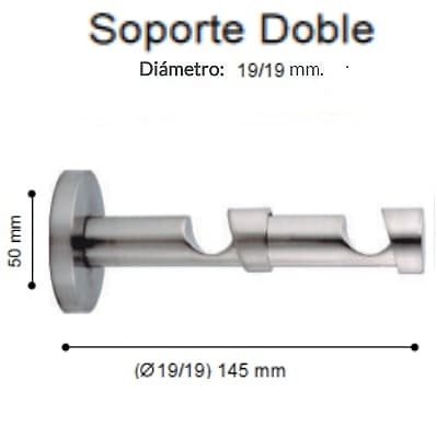 Soporte Barra Metalico Infinity Doble de Altran Acero Diámetro 19/19 mm 
