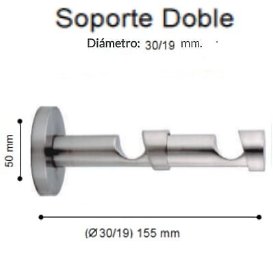 Soporte Barra Metalico Infinity Doble de Altran Acero Diámetro 30/19 mm 