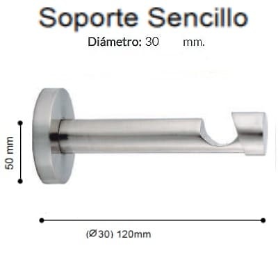Soporte Barra Metalico Infinity Sencillo de Altran Acero Díámetro 30 mm 
