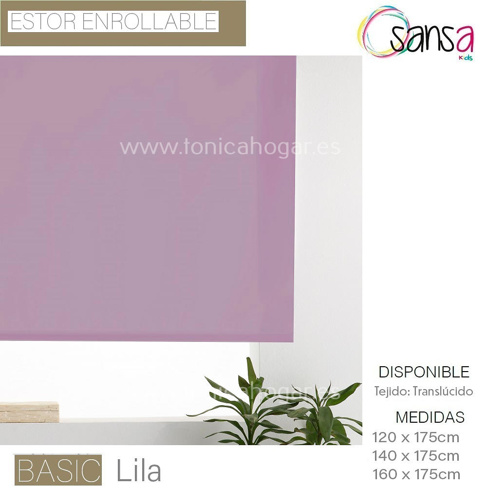 Stor Enrrollable BASIC de Sansa Lila Stor 120x175 Lila Stor 140x175 Lila Stor 160x175 