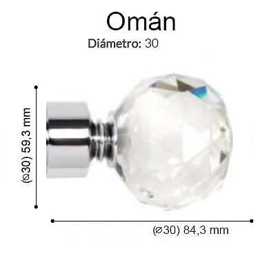 Terminal Cristal Varadero Oman Cromo de Altran Cromo Díámetro 30 mm 