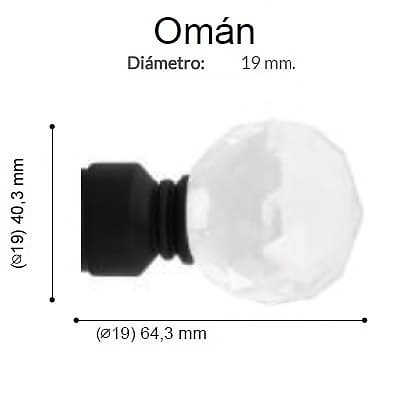 Terminal Cristal Varadero Oman Negro de Altran Negro Diámetro 19 mm 