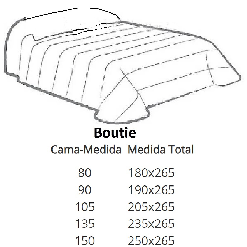 Medidas disponibles Bouite Big Ben de Edrexa 80, 90, 105, 135, 150 