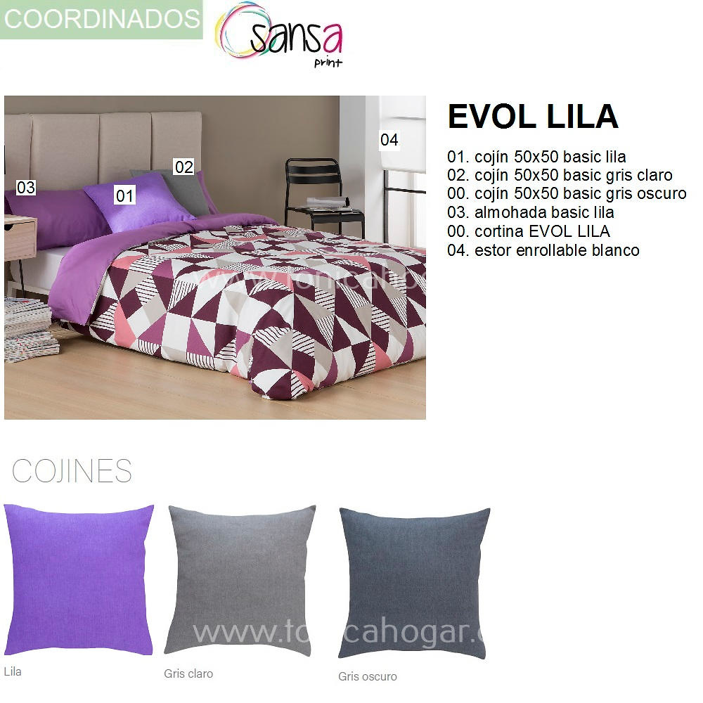 Articulos Coordinados Bouite EVOL 9 Lila de SANSA Print de Confecciones Paula 