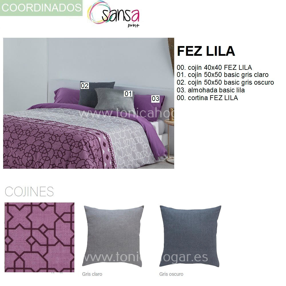 Articulos Coordinados Bouite FEZ 9 Lila de SANSA Print de Confecciones Paula 