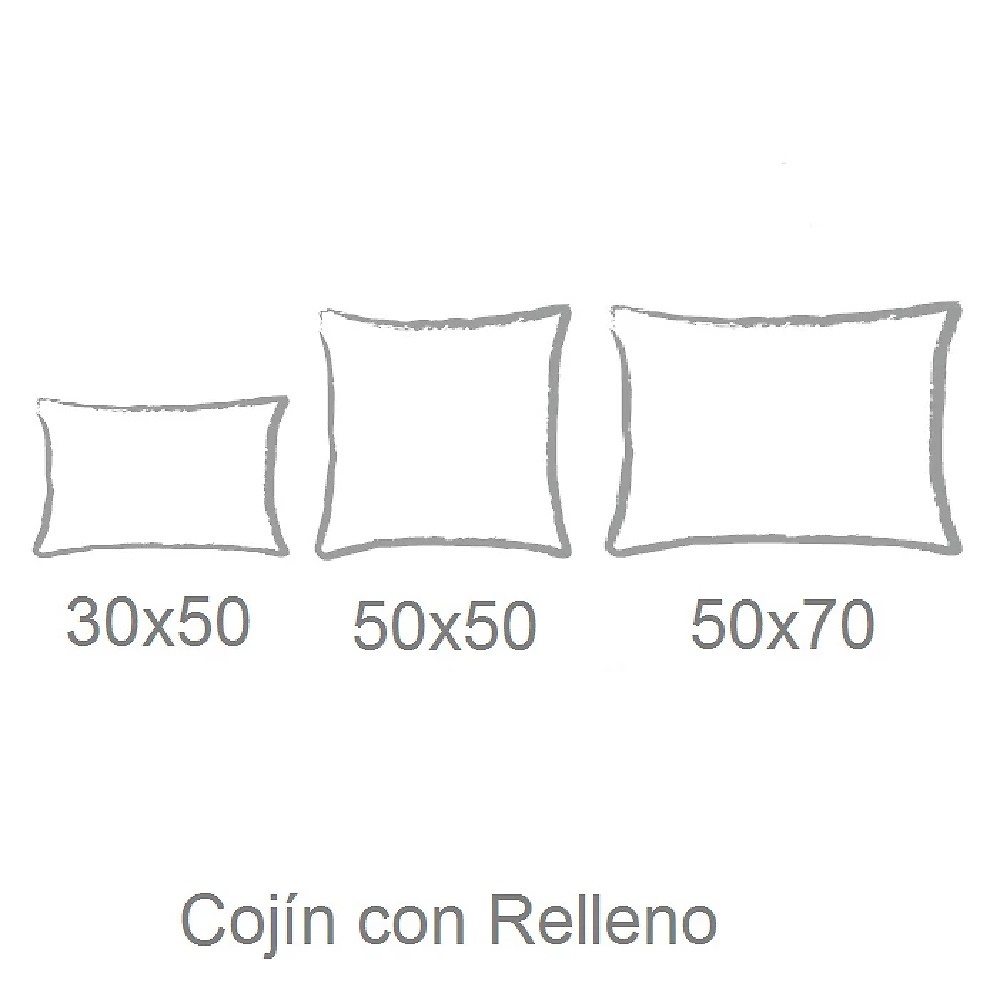 Medidas disponibles Cojín Bergamo A de Cañete 30x50, 50x50, 50x70 