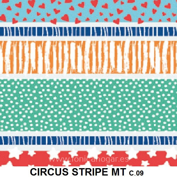 Detalle Tejido Cojín Circus Stripe de Cañete con Metraje Circus Stripe/MT C.09 Multicolor de Cañete 
