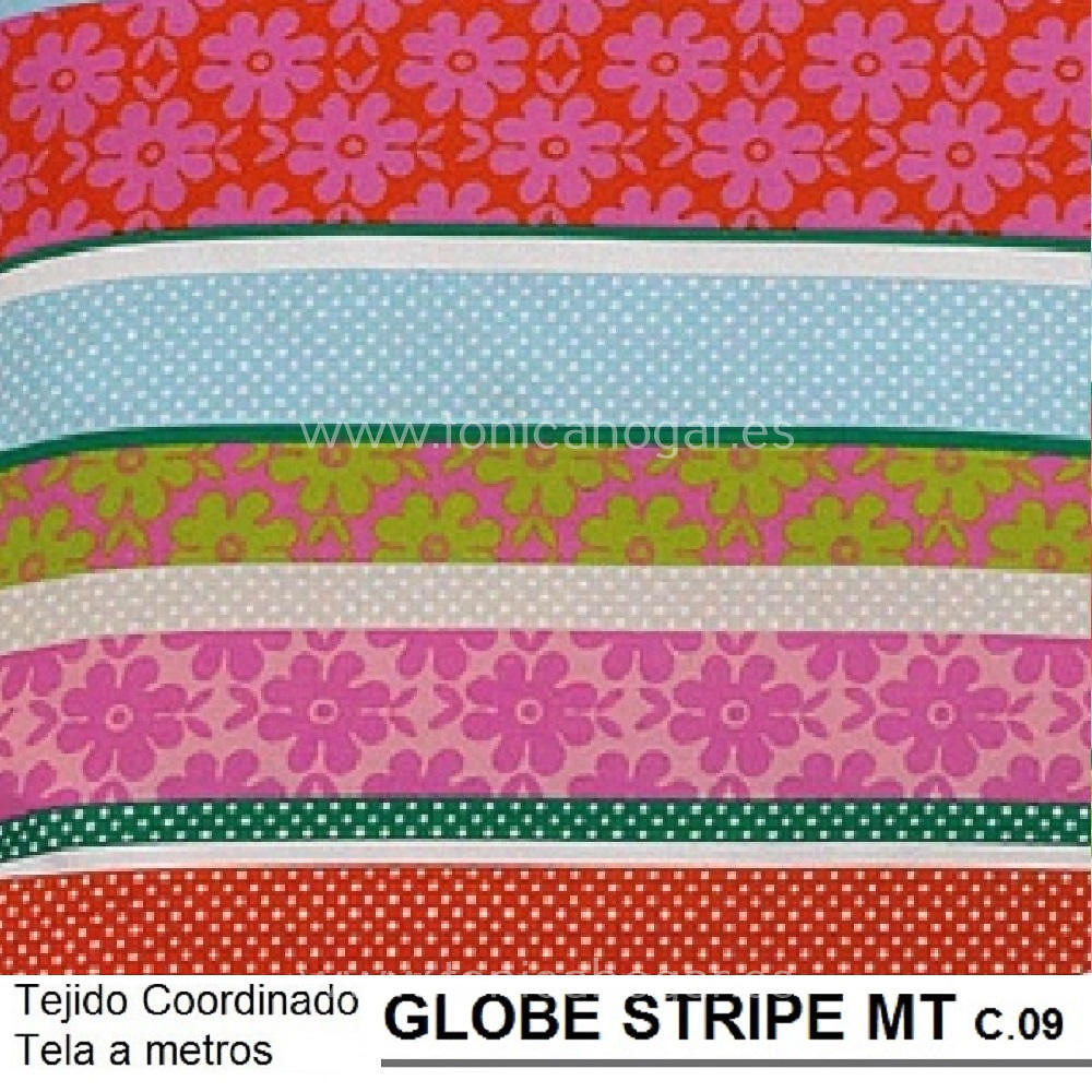 Detalle Tejido Cojín Globe Stripe de Cañete con Metraje Globe Stripe/MT C.09 Multicolor de Cañete 