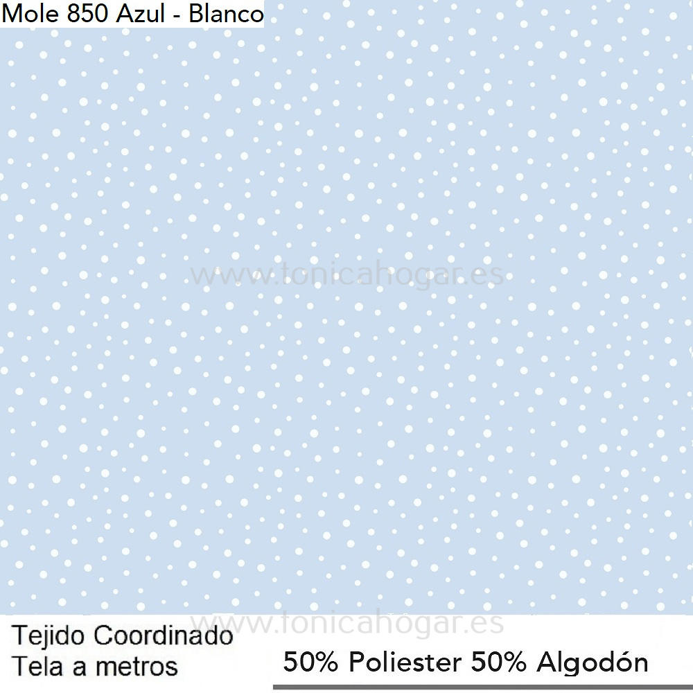 Detalle Tejido Cojín Mole Estampado Azul de Cañete con Metraje Mole Estampado/MT C.850 AZUL BLANCO de Cañete 