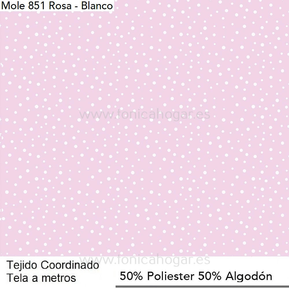 Detalle Tejido Cojín Mole Estampado Rosa de Cañete con Metraje Mole Estampado/MT C.851 ROSA BLANCO de Cañete 