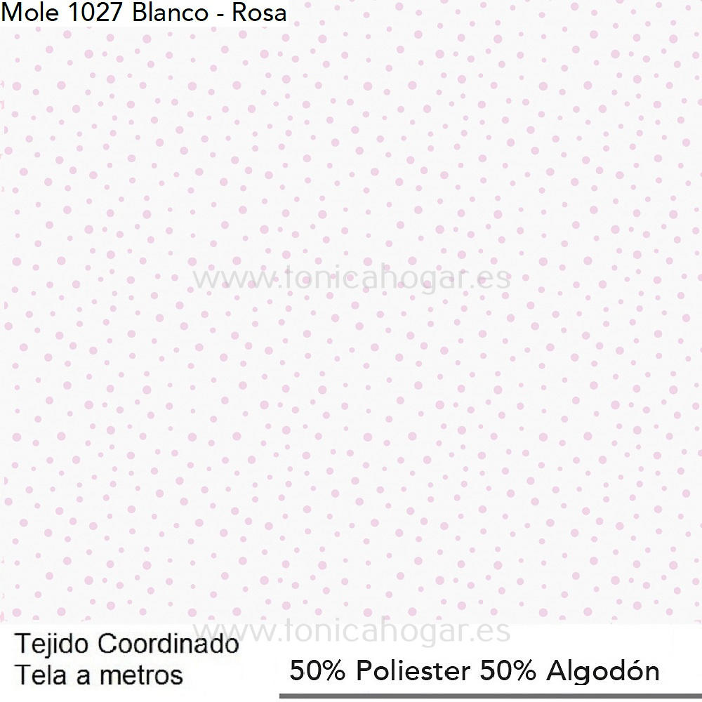 Detalle Forro Cojín Mole Estampado Rosa de Cañete con Metraje Mole Estampado/MT C.1027 BLANCO ROSA de Cañete 