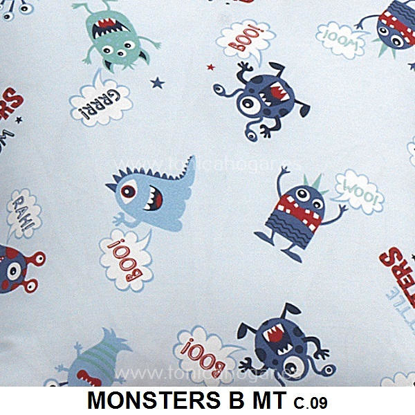 Detalle Tejido Cojín Monsters B de Cañete con Metraje Monsters B/MT C.09 Aguamarina de Cañete 