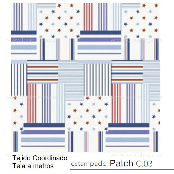 Detalle Tejido Cojín Patch Ct Azul de Reig Marti con Metraje Patch /MT C.03 Azul de Reig Marti 