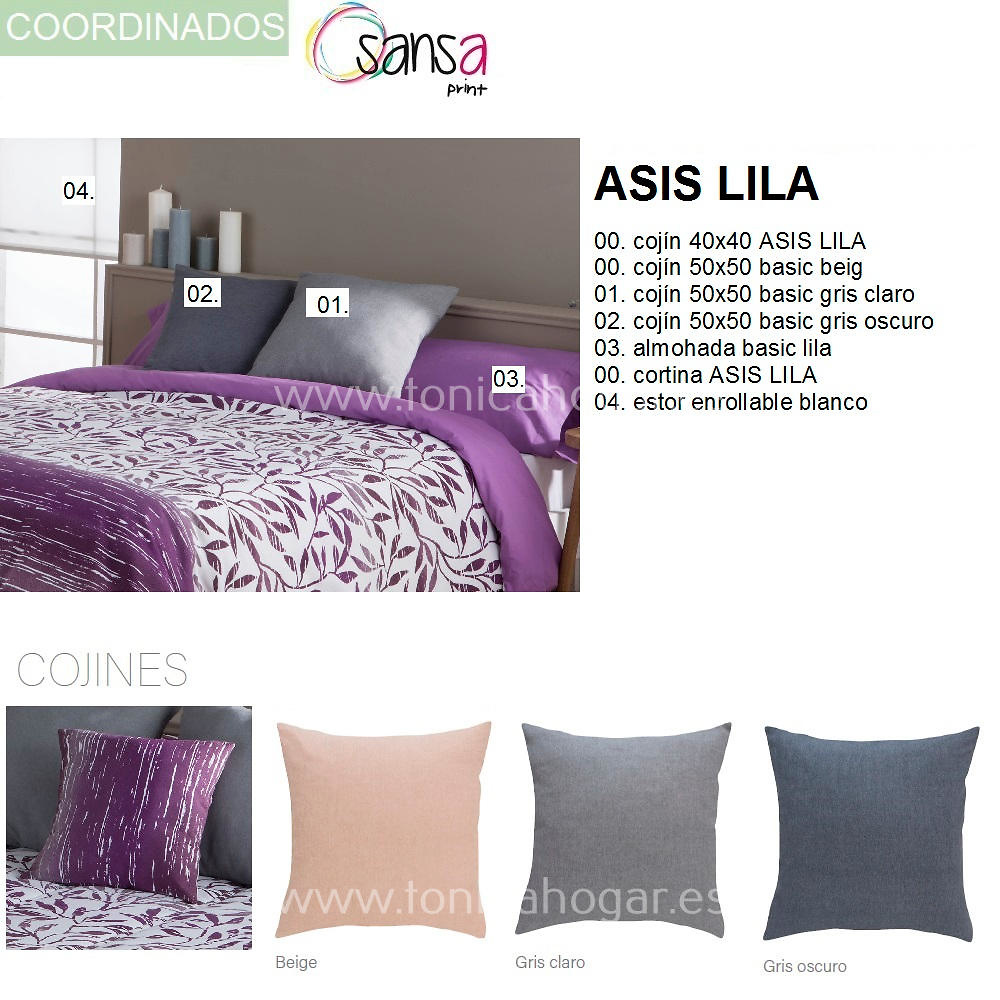 Articulos Coordinados Colcha Capa ASIS 9 Lila de SANSA Print de Confecciones Paula 