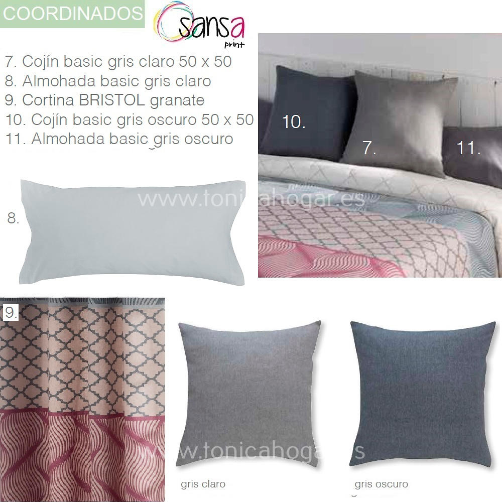 Articulos Coordinados Colcha Edredón BRISTOL 5 Granate de SANSA Print de Confecciones Paula 