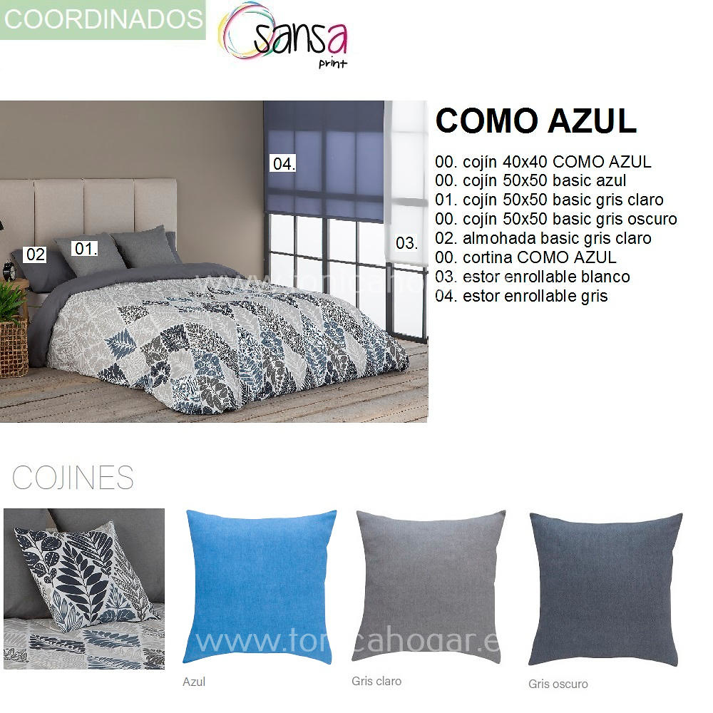 Articulos Coordinados Colcha Edredón COMO 3 Azul de SANSA Print de Confecciones Paula 