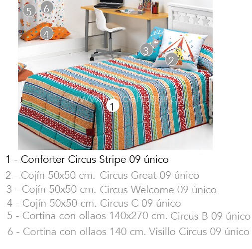 Artículos coordinados Conforter Circus Stripe de Cañete 