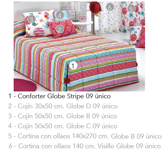 Artículos coordinados Conforter Globe Stripe de Cañete 