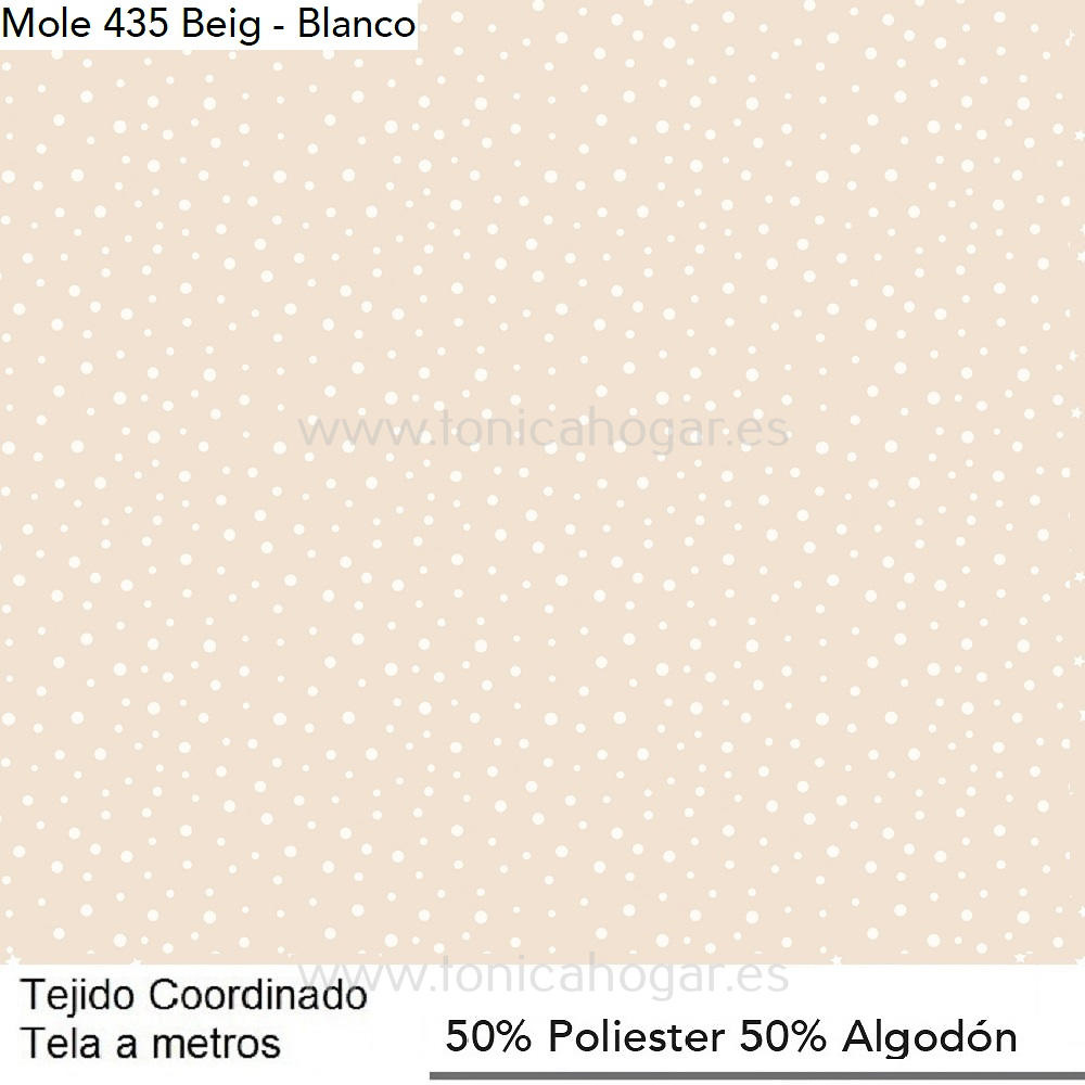 Detalle Tejido Confortino Mole Beig de Cañete con Metraje Mole Estampado/MT C.435 BEIG BLANCO de Cañete 