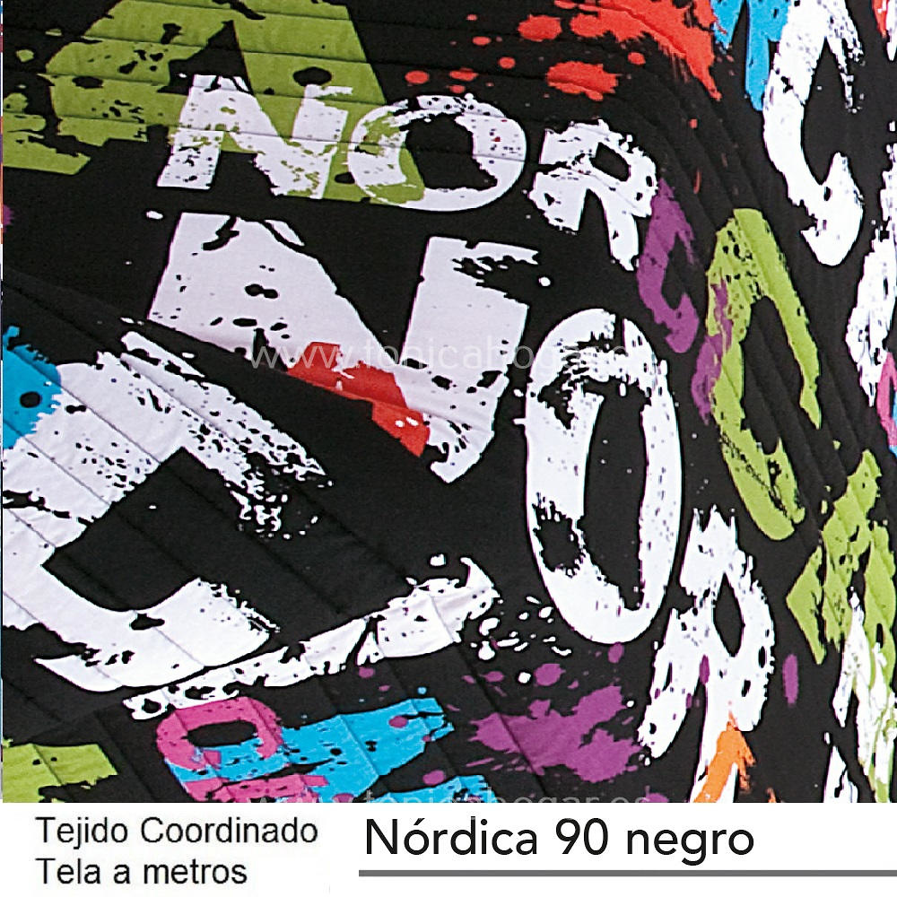 Detalle Tejido Confortino Nordica Negro de Cañete con Metraje Nordica A/MT C.90 Negro de Cañete 