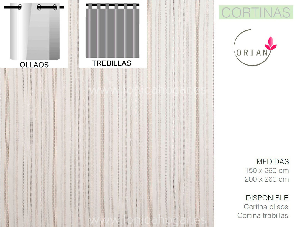comprar Cortina Confeccionada Contemporáneo MESINA Beig de Orian online 