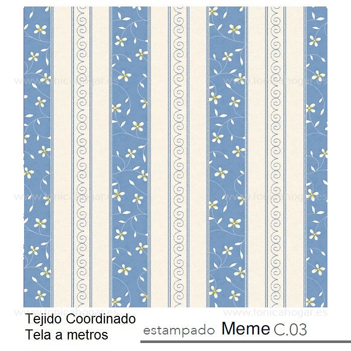 Detalle Tejido Cortina Confeccionada Meme Azul de Reig Marti con Metraje Meme /MT C.03 Azul de Reig Marti 