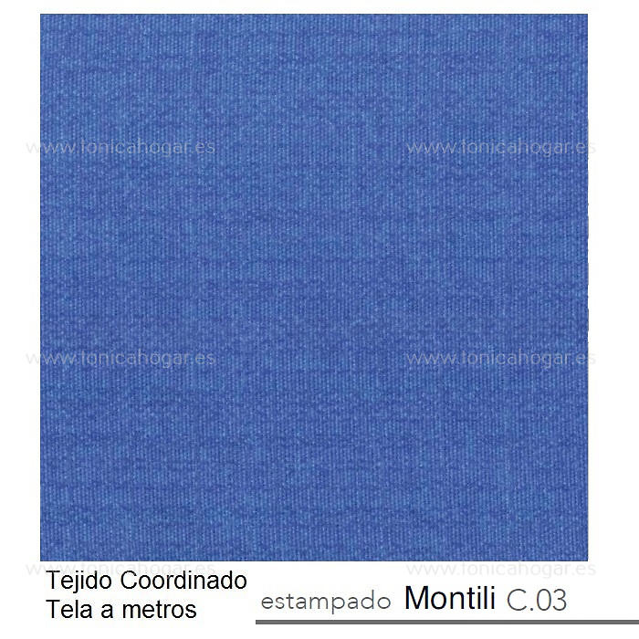 Detalle Tejido Cortina Confeccionada Montili Azul de Reig Marti con Metraje Montili/MT C.03 Azul de Reig Marti 
