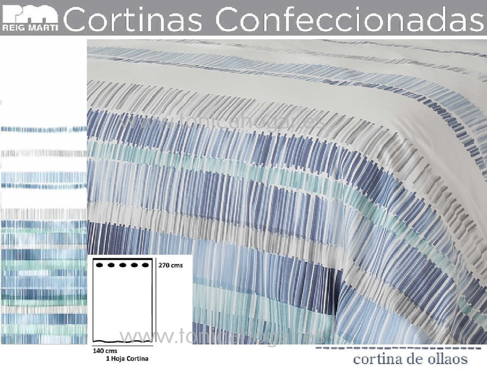 Cortina Confeccionada Ollados Mitchell Azul de Reig Marti 