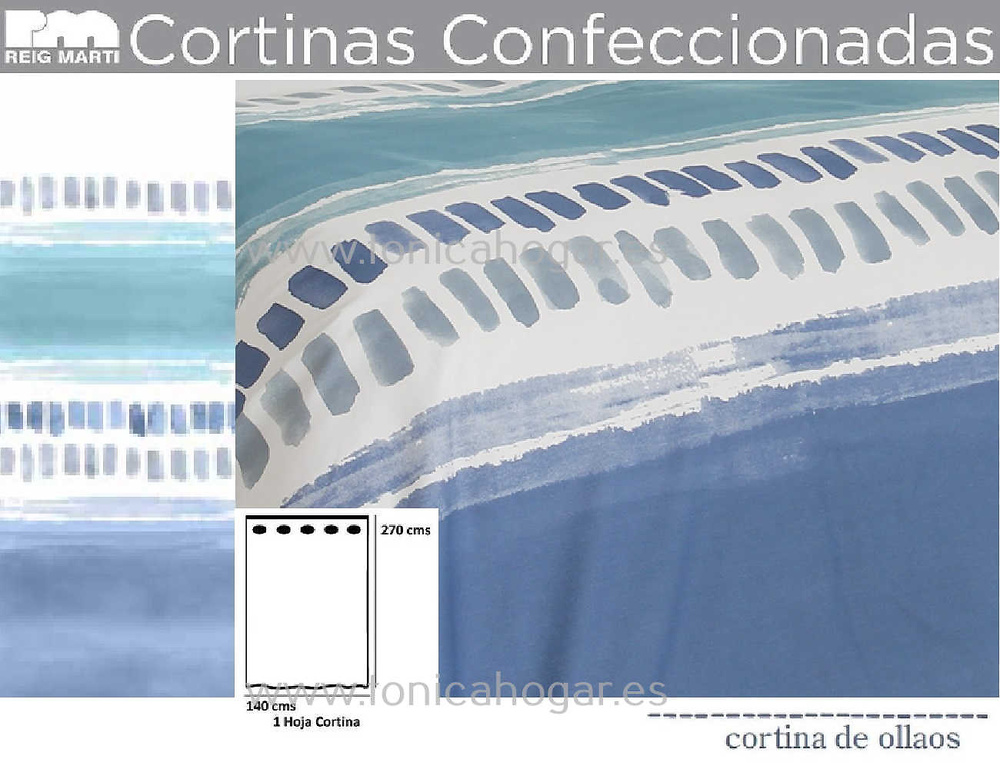 Cortina Confeccionada Ollados Nori Azul de Reig Marti 