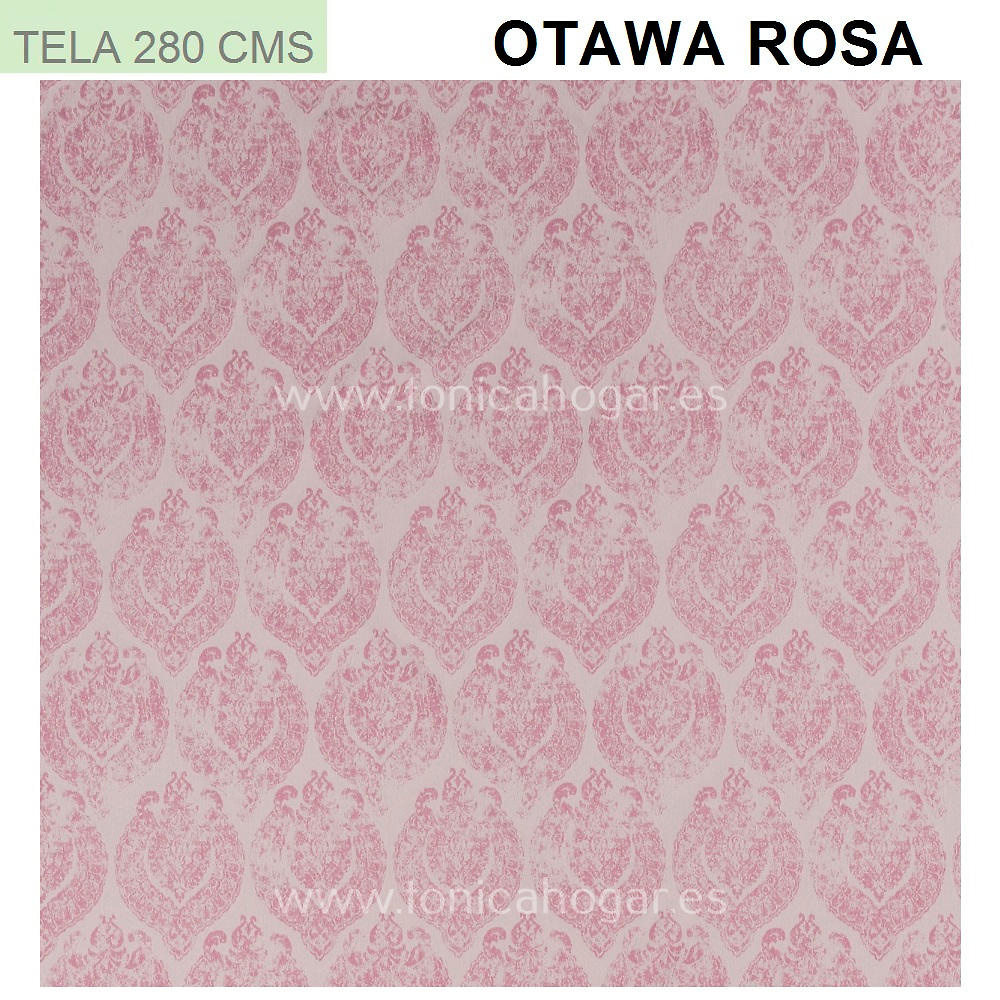 Detalle Tejido Cortina Confeccionada Otawa Rosa de Orian con Metraje Otawa/MT C.2 Rosa de Orian 
