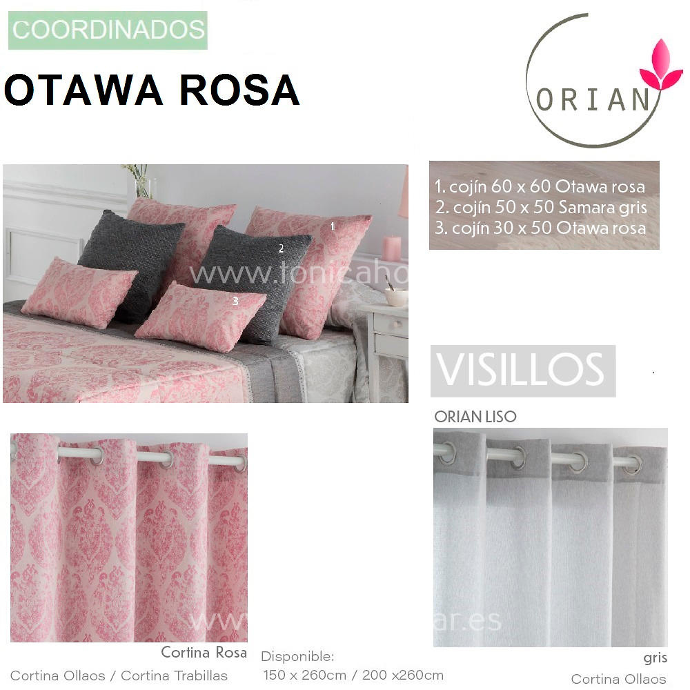Artículos coordinados Cortina Confeccionada Otawa Rosa de Orian 