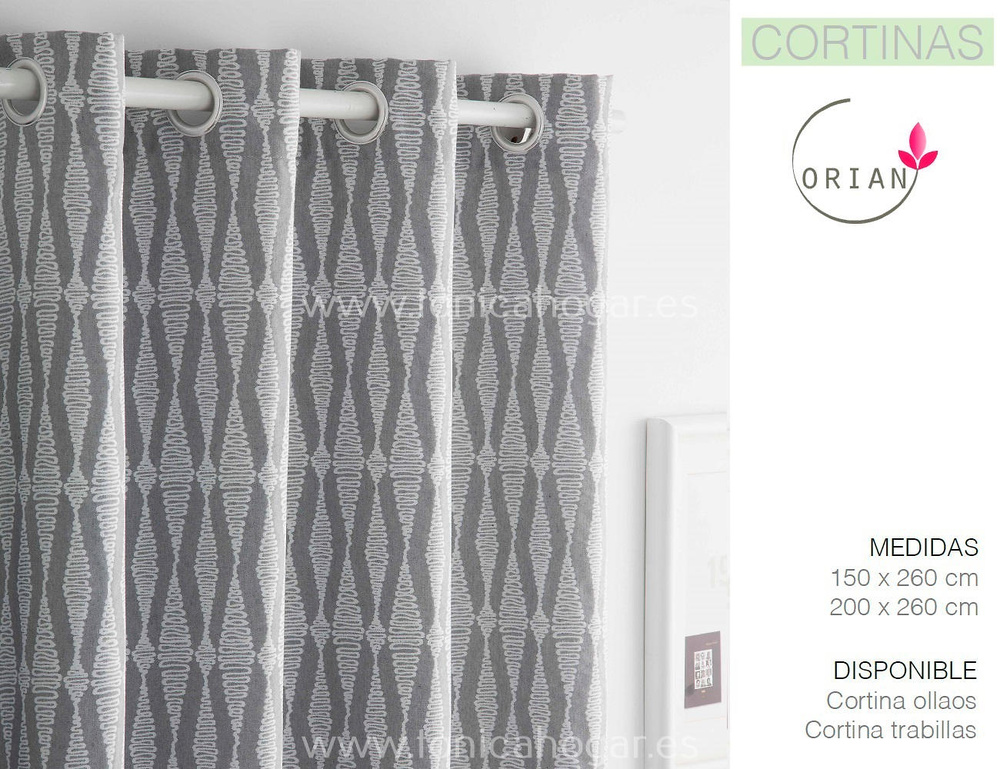 comprar Cortina Confeccionada Contemporáneo PISA Gris de Orian online 