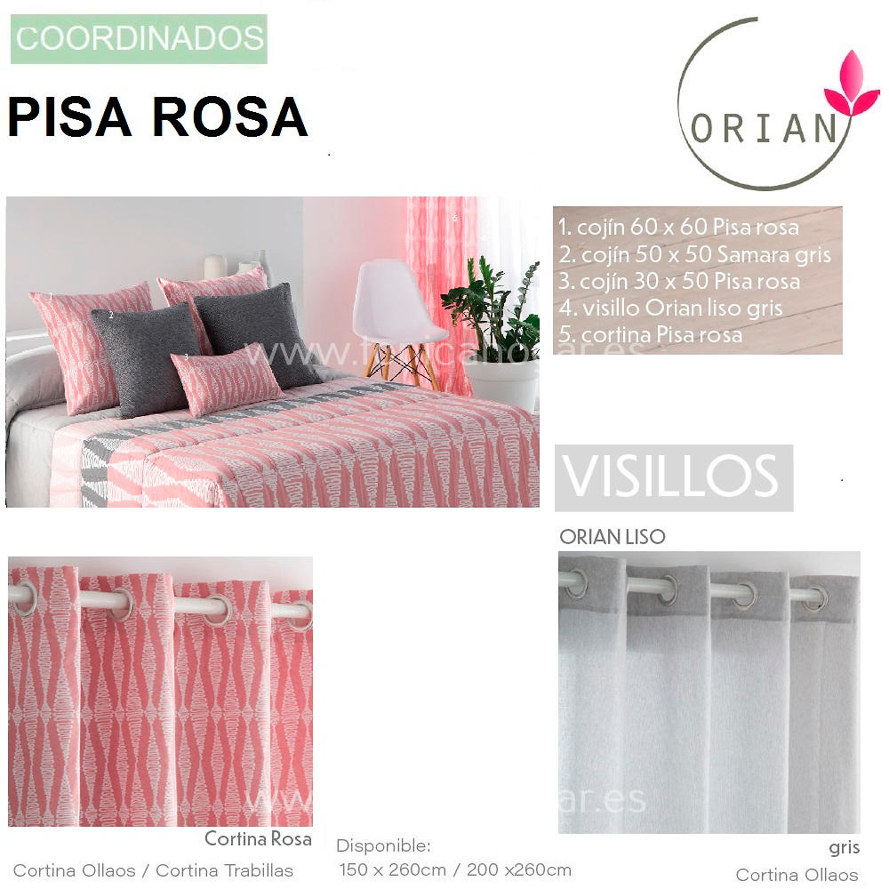 Artículos coordinados Cortina Confeccionada Pisa Rosa de Orian 