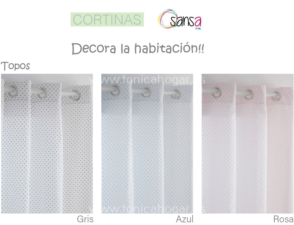 comprar Cortina Confeccionada Infantil TOPOS coordinado de Sansa online 