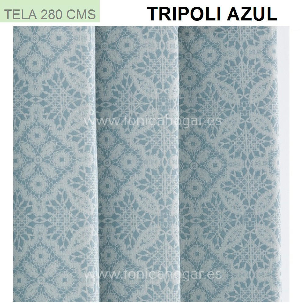 Detalle Tejido Cortina Confeccionada Tripoli Azul de Orian con Metraje Tripoli/MT C.3 Azul de Orian 