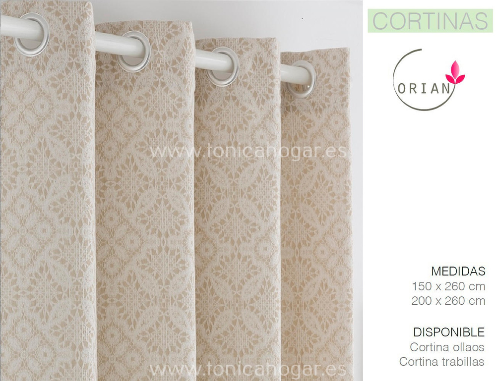 comprar Cortina Confeccionada Contemporáneo TRIPOLI Beig de Orian online 