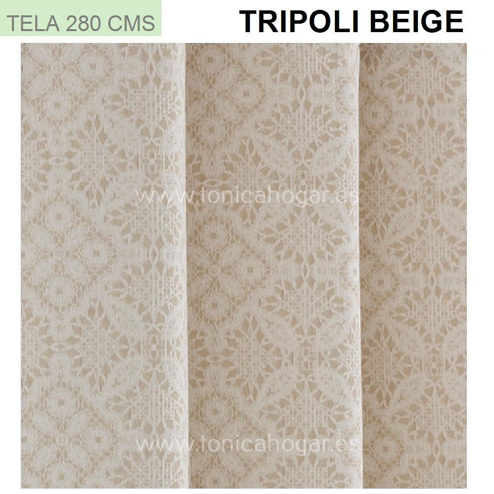 Detalle Tejido Cortina Confeccionada Tripoli Beig de Orian con Metraje Tripoli/MT C.1 Beig de Orian 