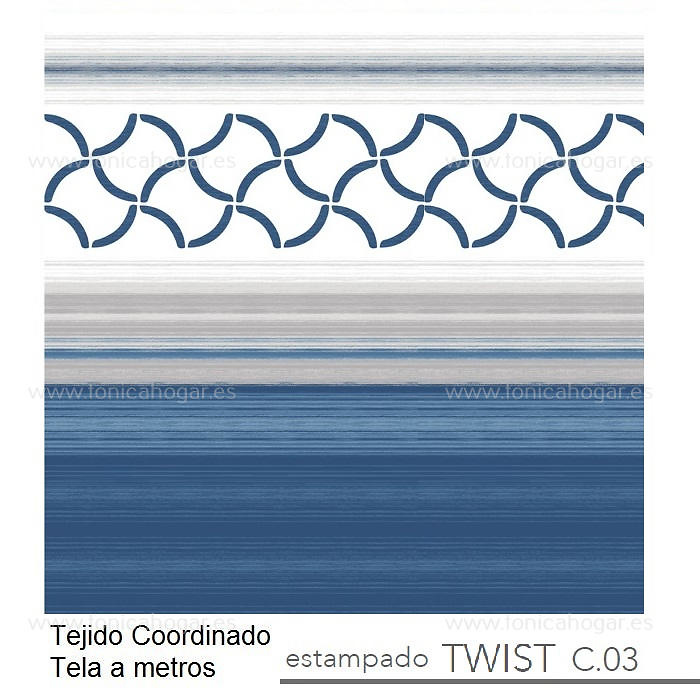 Detalle Tejido Cortina Confeccionada Twist Azul de Reig Marti con Metraje Twist/MT C.03 Azul de Reig Marti 