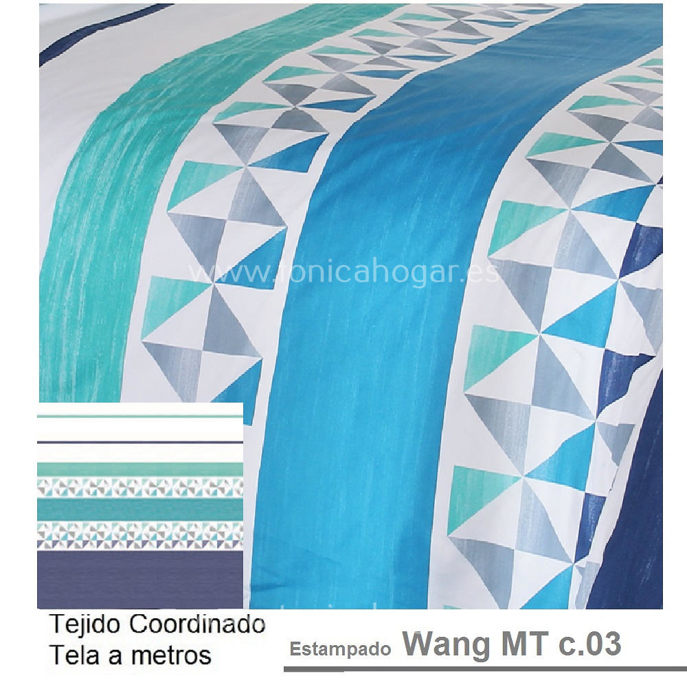 Detalle Tejido Cortina Confeccionada Wang Azul de Reig Marti con Metraje Wang/MT C.03 Azul de Reig Marti 