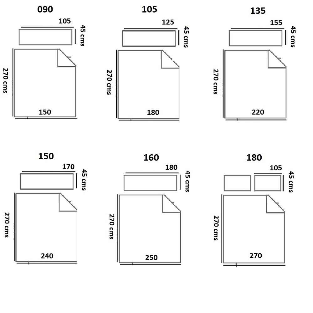 Medidas disponibles Dúo Funda Nórdica Bombay Azul de Tejidos JVR 090, 105, 135, 150, 160, 180 