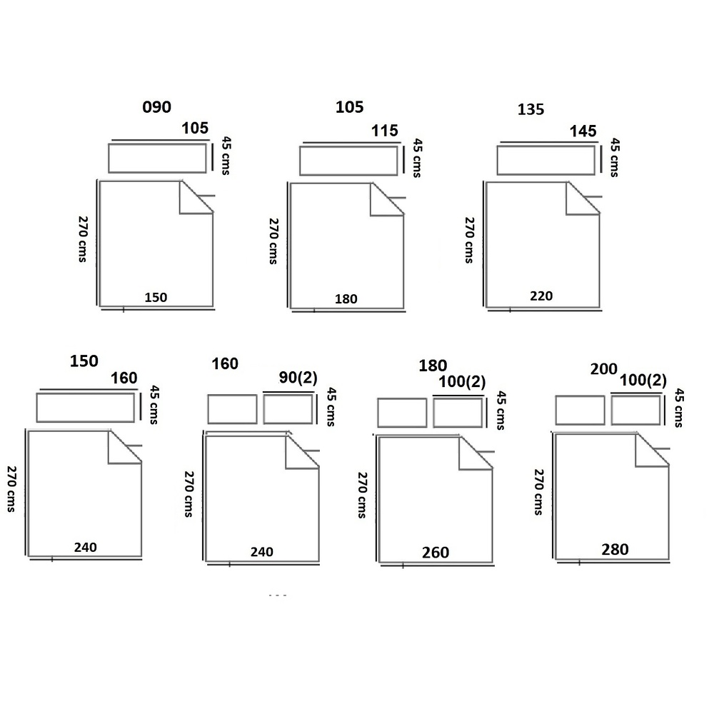 Medidas disponibles Dúo Funda Nórdica Griso Turquesa de Cañete 090, 105, 135, 150, 160, 180, 200 