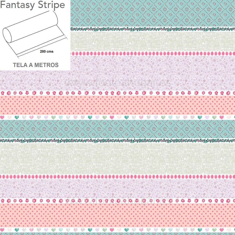 Detalle Tejido Duo Funda Nórdica Fantasy Stripe de Cañete con Metraje Fantasy Stripe/MT C.09 Multicolor de Cañete 